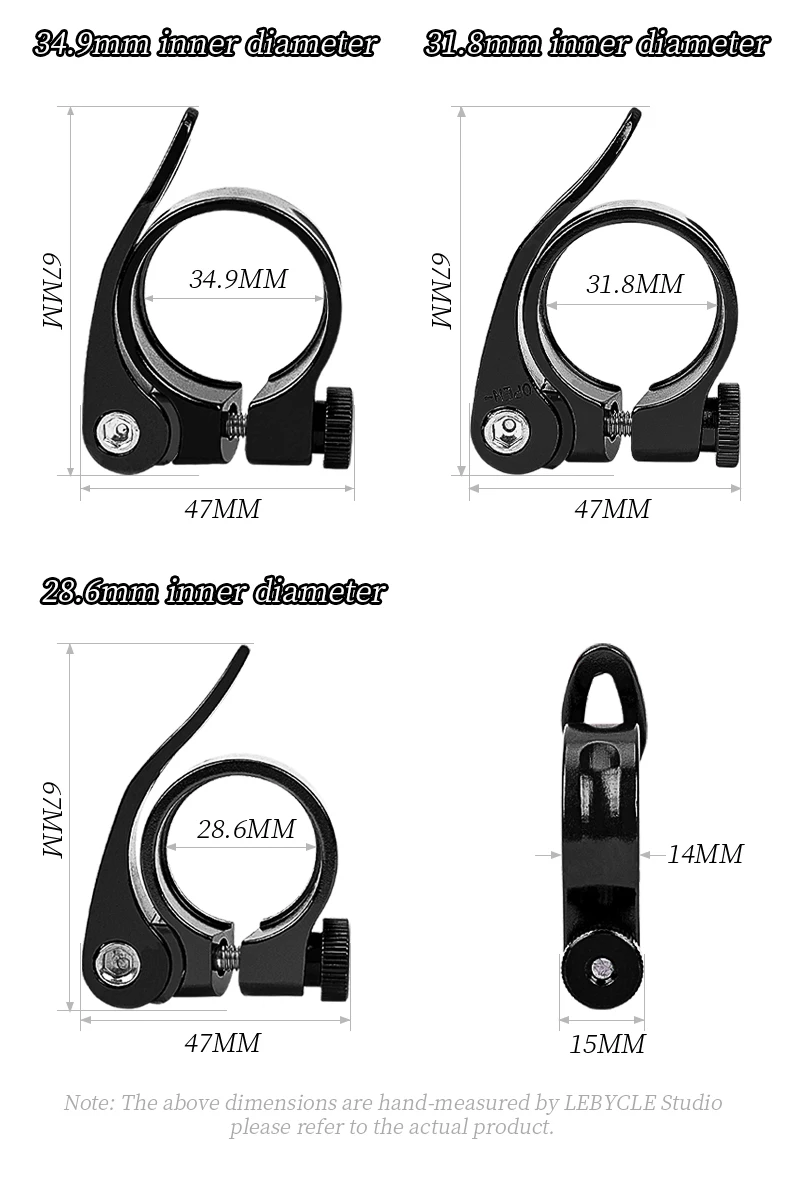 LEBYCLE MTB Rennrad Schnellspanner-Sattelstützenklemme aus Aluminium, Fahrrad-Sattelrohrklemme 28,6/31,8/34,9mm, Fahrrad-Sattelstützenklemmen-Teile – Detail 3