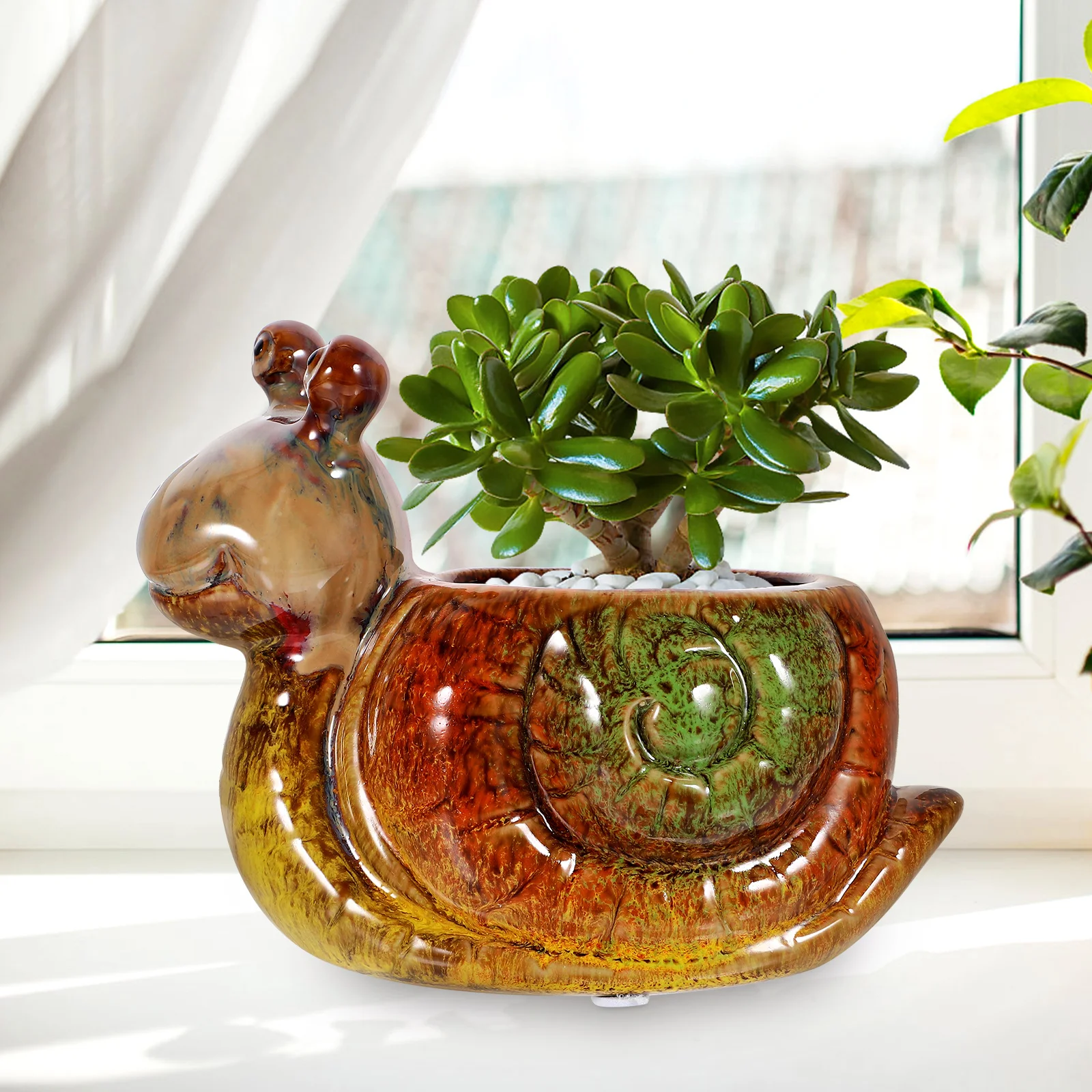 

1pc Creative Cartoon Snail Flowerpot Resin Garden Balcony Decor Succulent Pot Plant Home Office Gift