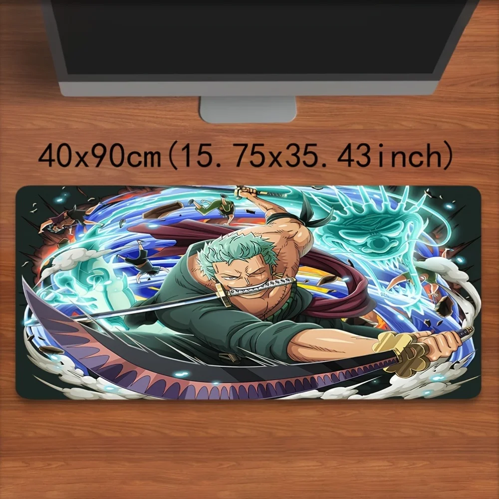 Tappetino per mouse da gioco anime R-Roronoa-Zoro - Tappetino da scrivania grande in gomma antiscivolo con opere d'arte di caratteri vibranti, ufficio durevole e giochi S