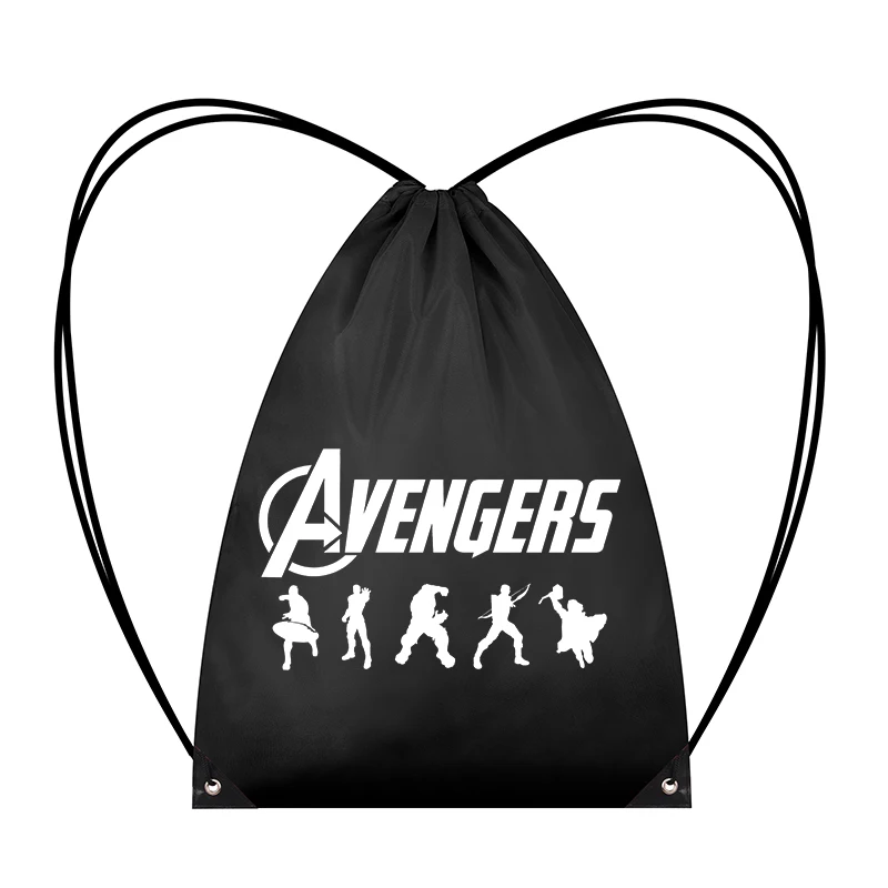 Карманный комплект Marvels Avengers Kawaii, сумка на шнурке в стиле аниме, молодежный модный спортивный рюкзак большой емкости, милые подарочные пакеты с героями мультфильмов