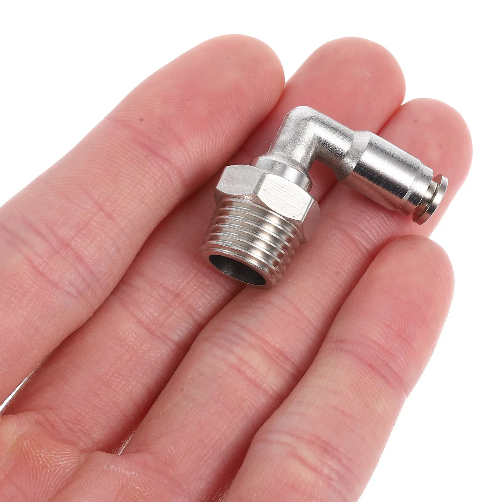 Nickel-Plated Brass 90 Degree Push to Connect Fitting for Air Compressor Pneumatic Systems with Npt Male Thread Quick