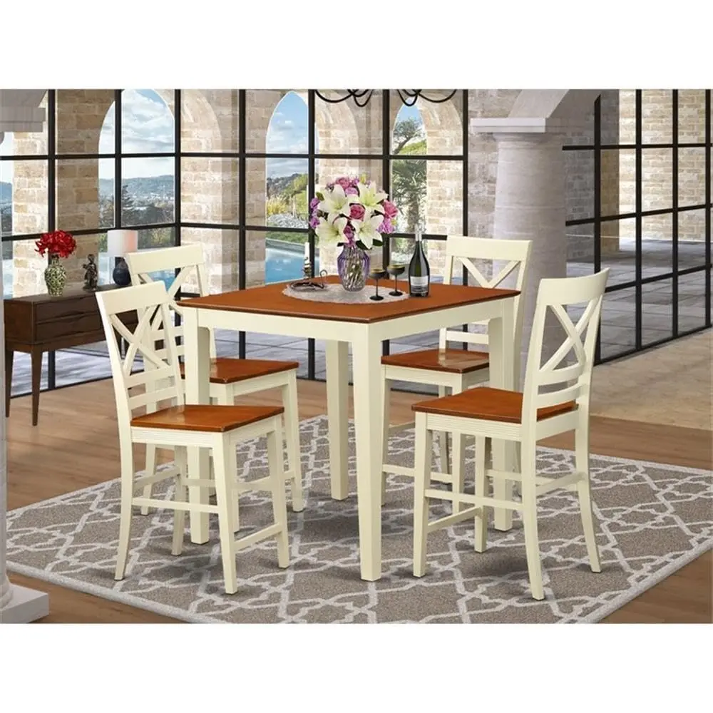 5 Piece Kitchen Counter Set Includes a Square Dining Room Table and 4 Dining Chairs, 36x36 Inch,, Customized