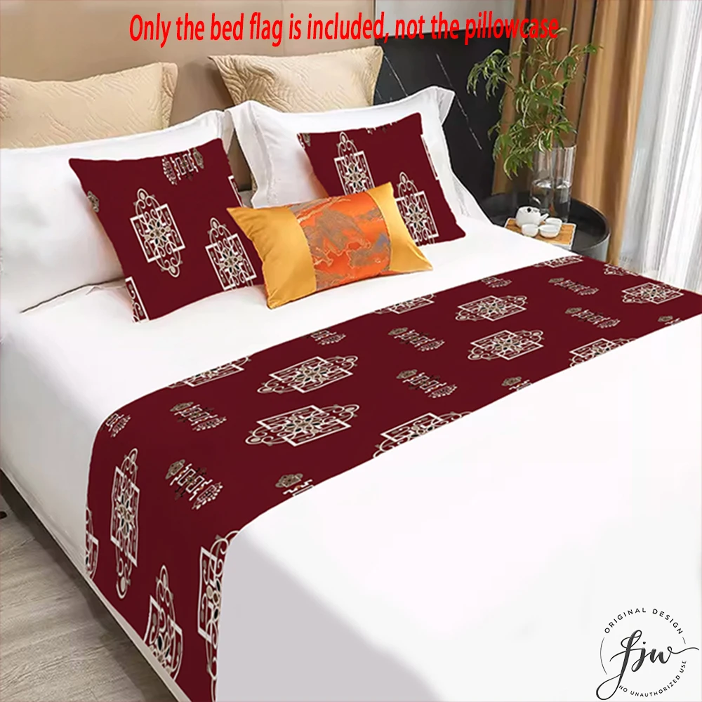 1pc Christmas Luxury Vintage Jacquard Bed Runner Decor Bed flag only,Elegant bedroom without pillowcase, linen materiale