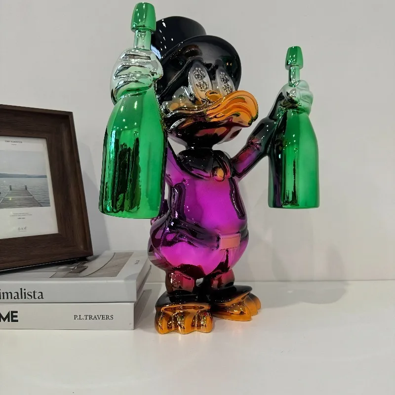 Disney anime figuras pato donald estátua resina modelo dos desenhos animados retro mickey mouse e donacdduck animal estatueta disney brinquedo para criança