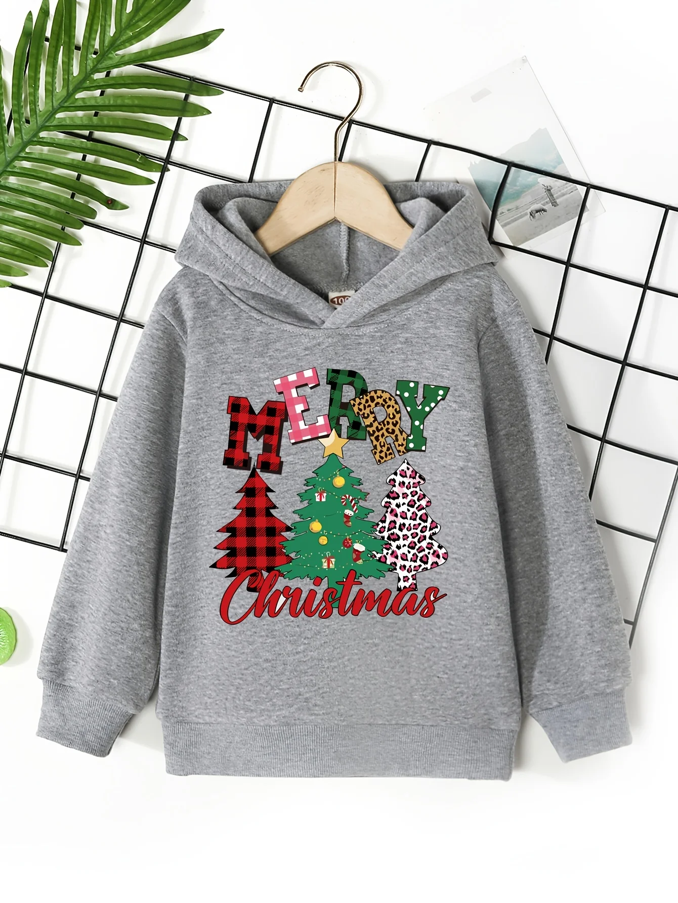 Christmas Red Letter Print Hoodie Children Casual Cute Long Slept Sporty Sweatshirt Cartoon Space Autumn Winter Girl Outdoor