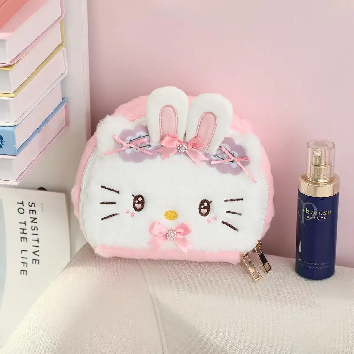 

Новейшая косметичка Kuromi Melody с большими ушками, собака Hello Kitty, кавайная плюшевая игрушка, кукла, мультяшная аниме, милый подарок, забавная кукла