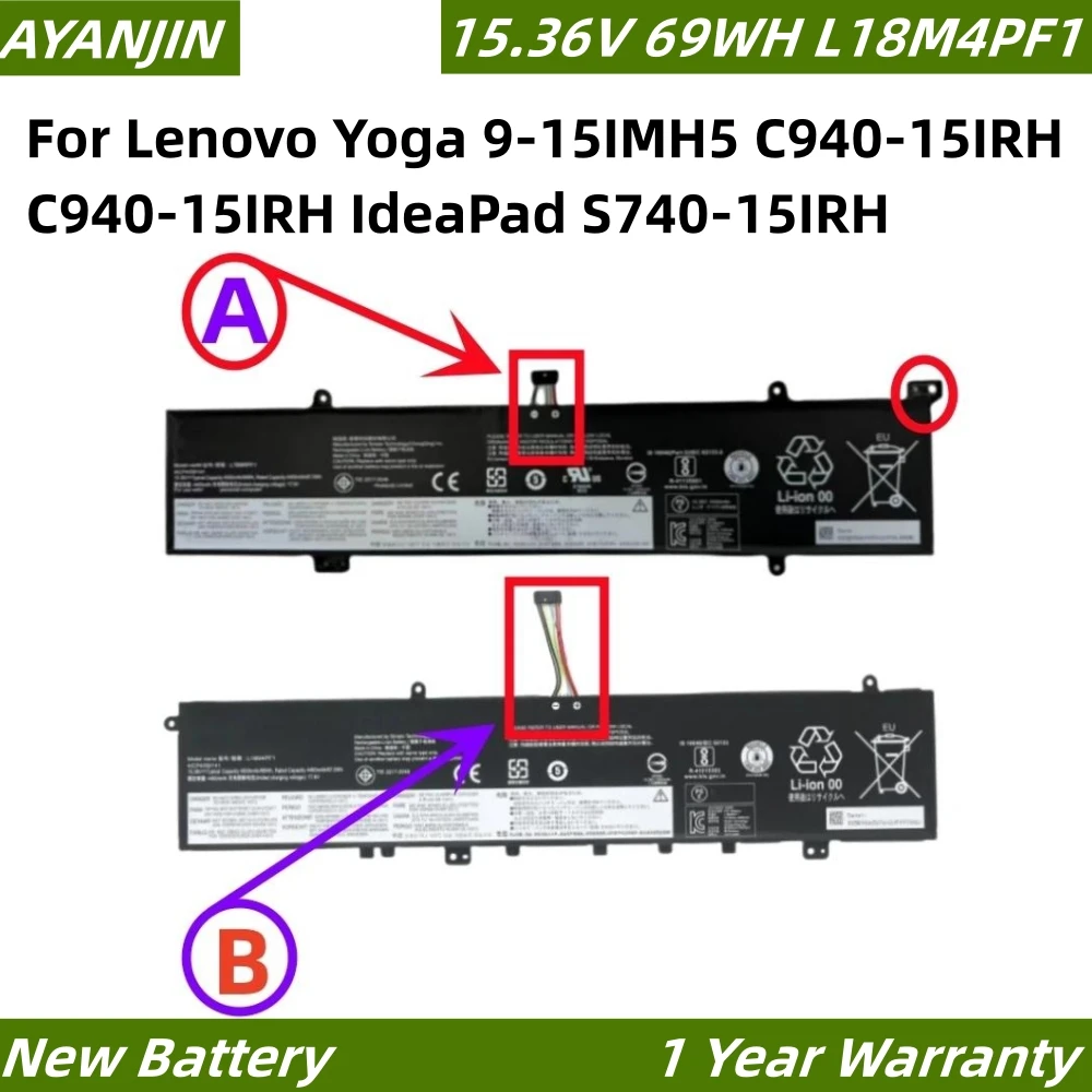 L18M4PF1 L18D4PF1 Laptop Battery For Lenovo Yoga 9-15IMH5 C940-15IRH C940-15IRH IdeaPad S740-15IRH Series 5B10T83738