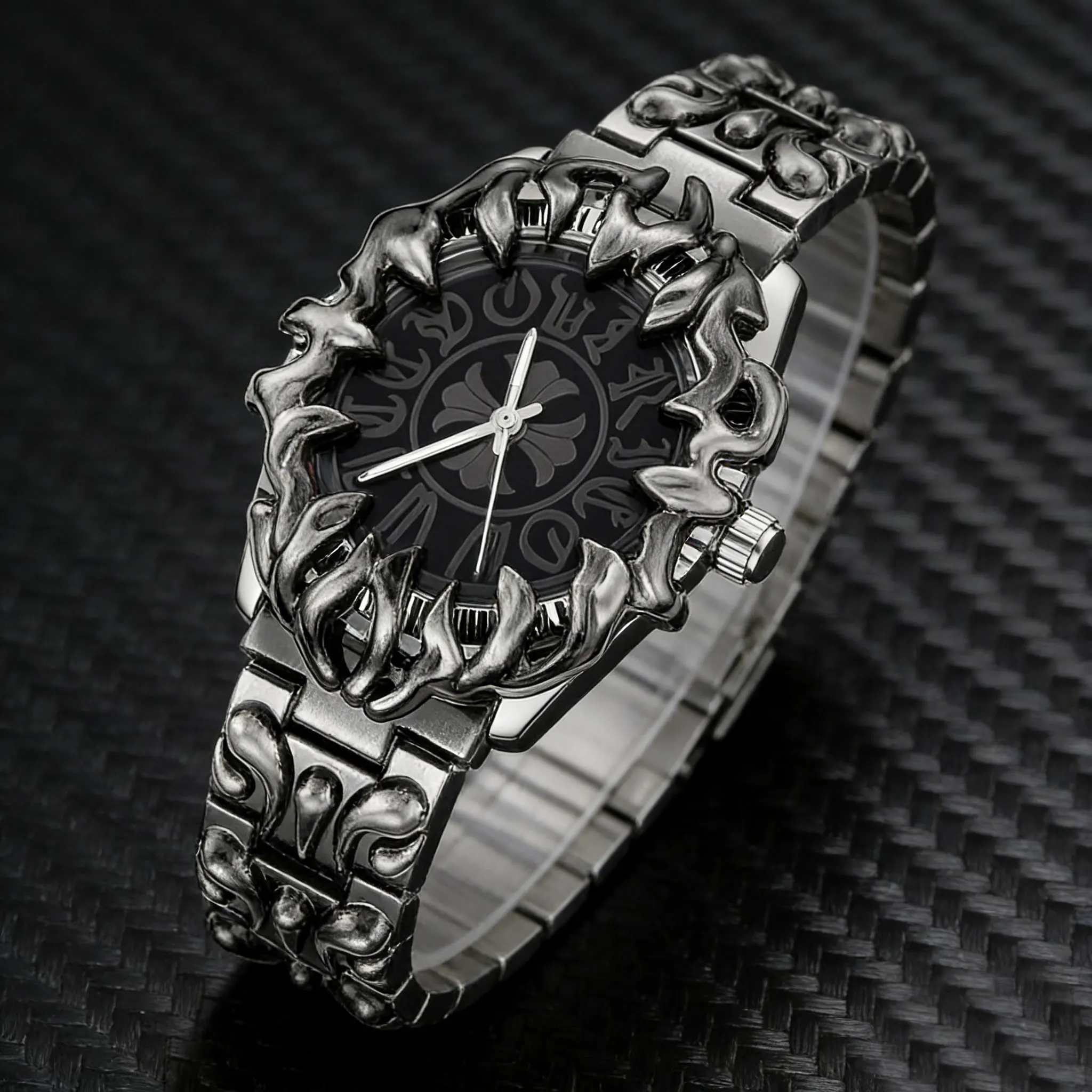 2026 New Men Quartz Watch Gothic Cross Claw Design Y2K Retro Hip Hop Metal Dissolved Bracelet Wristwatch Unique Male Watch view 2