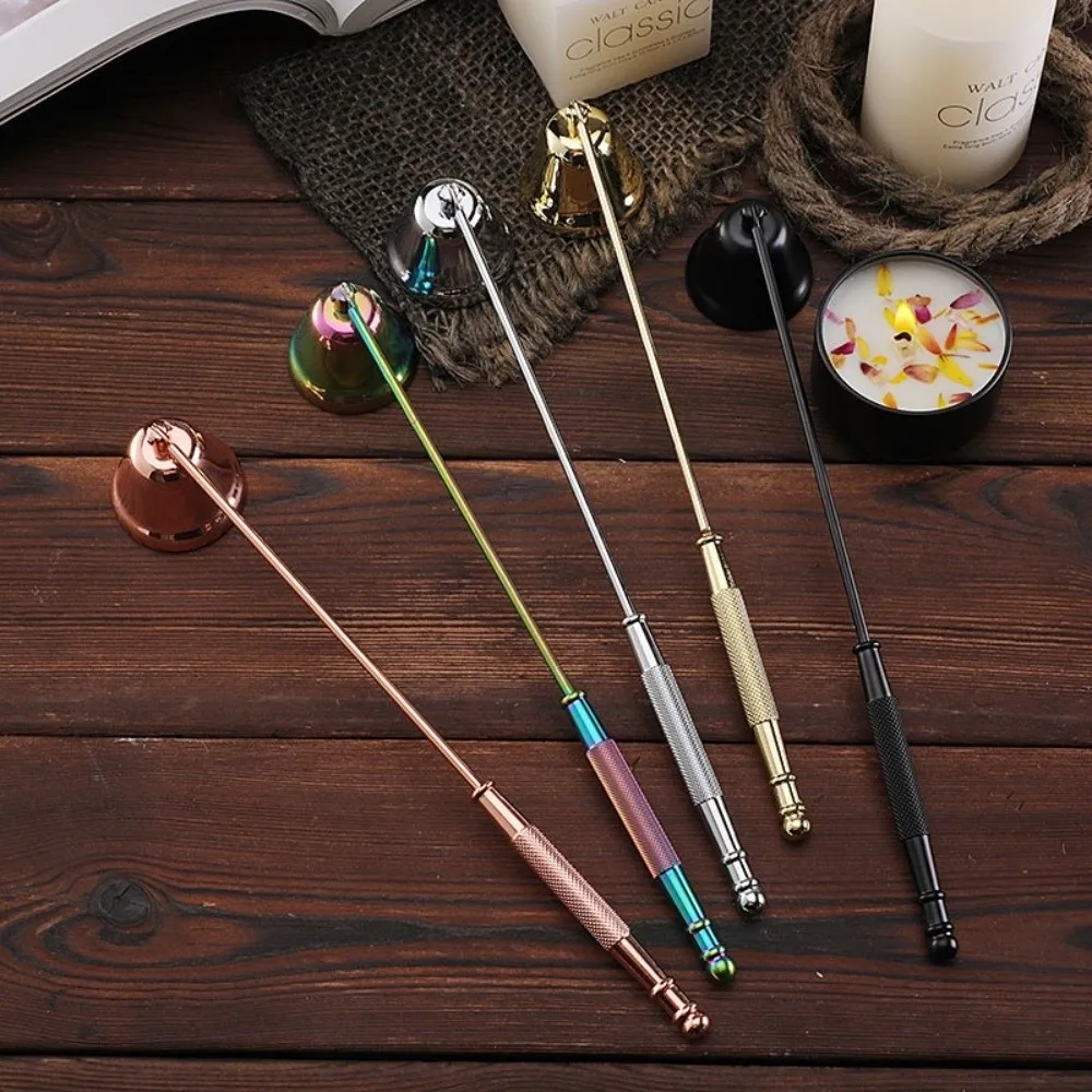 Stainless Steel Candle Extinguisher Anti-Slip Bell Shape Cover Candle Stopper Wick Snuffer with Long Handle Candle Flame Snuffer