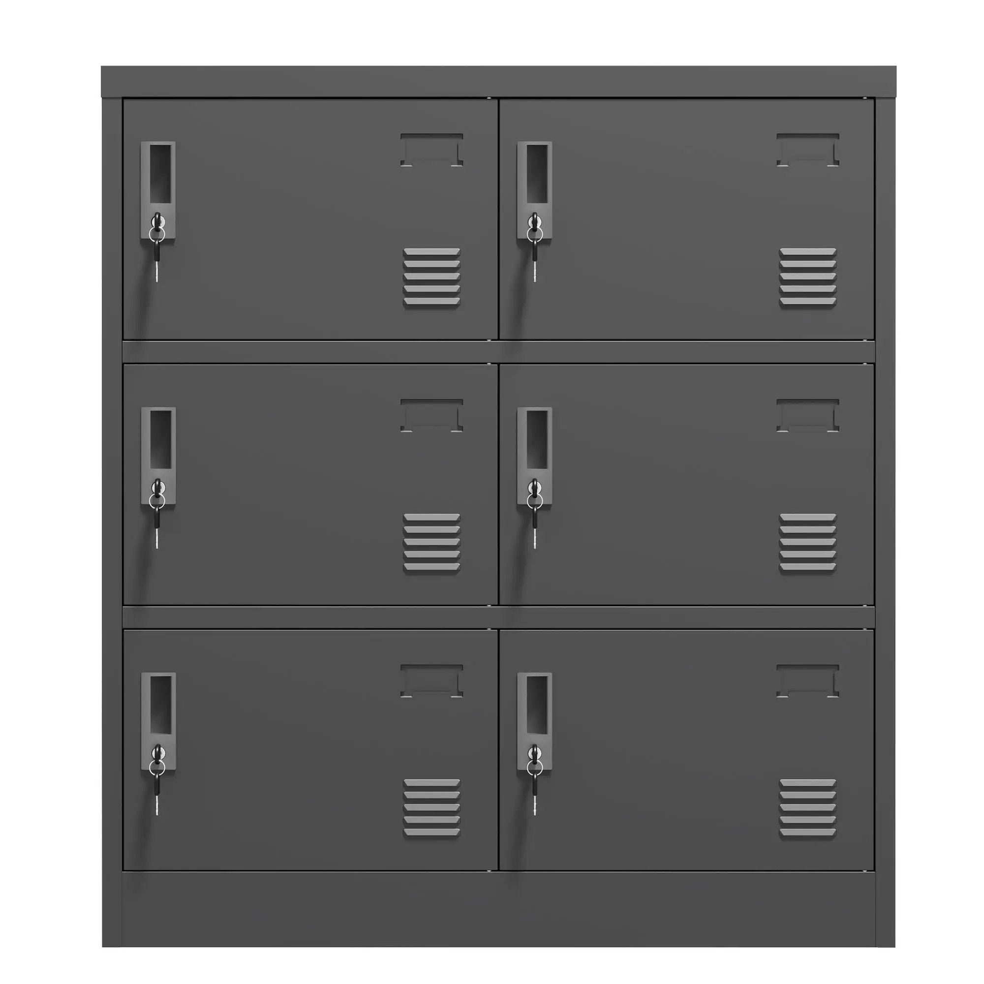 6-Door Metal Storage Locker for office , Gym, School & Home with Card Slot - Black Employee Lockers