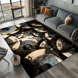 3D Cymbal DW Drum Kit Drum Set Music Instruments Carpet Rug for Living Room Bedroom Home Sofa Decoration,Kids Non-slip Floor Mat