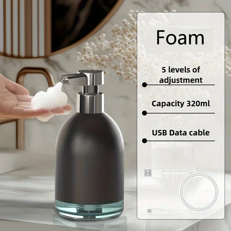 Automatic Soap Dispenser USB Rechargeable 1200mAh Touchless Foam Hand Kitchen Laundry Detergent Pump 5 Gear Sensor Dispenser
