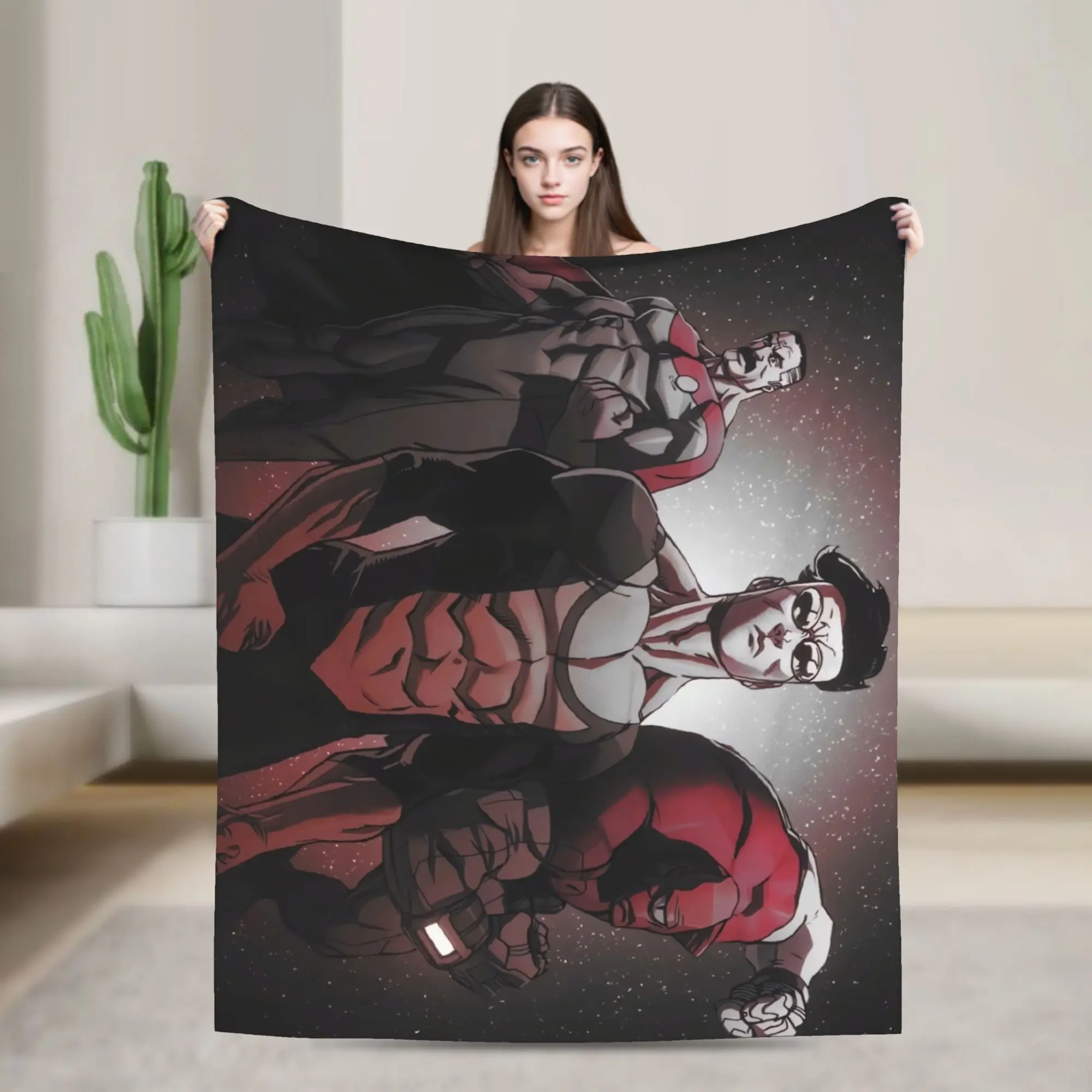 Invincible Trio In Space Blankets  Warm Print Plush Bedding Throws For Couch Bed Airplane Travel Flannel Bedspread Bed Cover