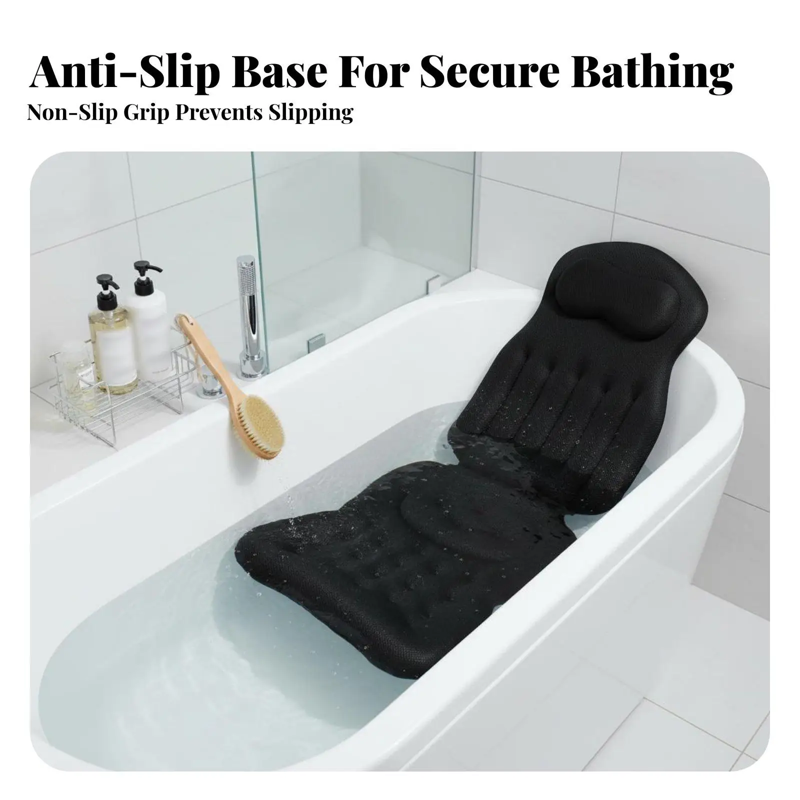 Full Body Bath Mat Machine Washable Full Body Bathtub Mat Breathable Mesh Bath Lounger for Adults