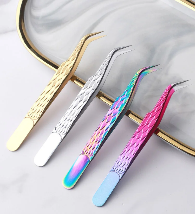 4PCS Falsche Wimpern Pinzette Set Für Wimpern Extensions Liefert Edelstahl Augenbraue Clip Zange Professionelle Nail art Make-Up-Tools – Detail 5