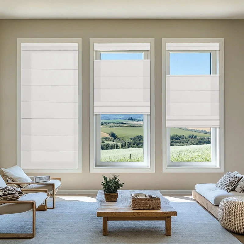No Drill Hole Easy Install Roman Blinds Thermal Insulation Protect Wall Manual Cordless Roman Shades For Custom Size Window