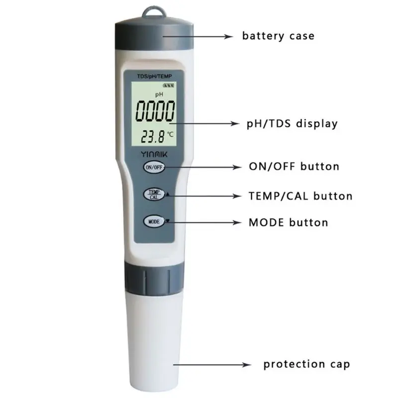 Practical EZ9901 Digital TDS Meter 3 in 1 TDS/PH/TEMP Tester Pen High Accuracy Pen Type Tester for Water Wine Spas Pool