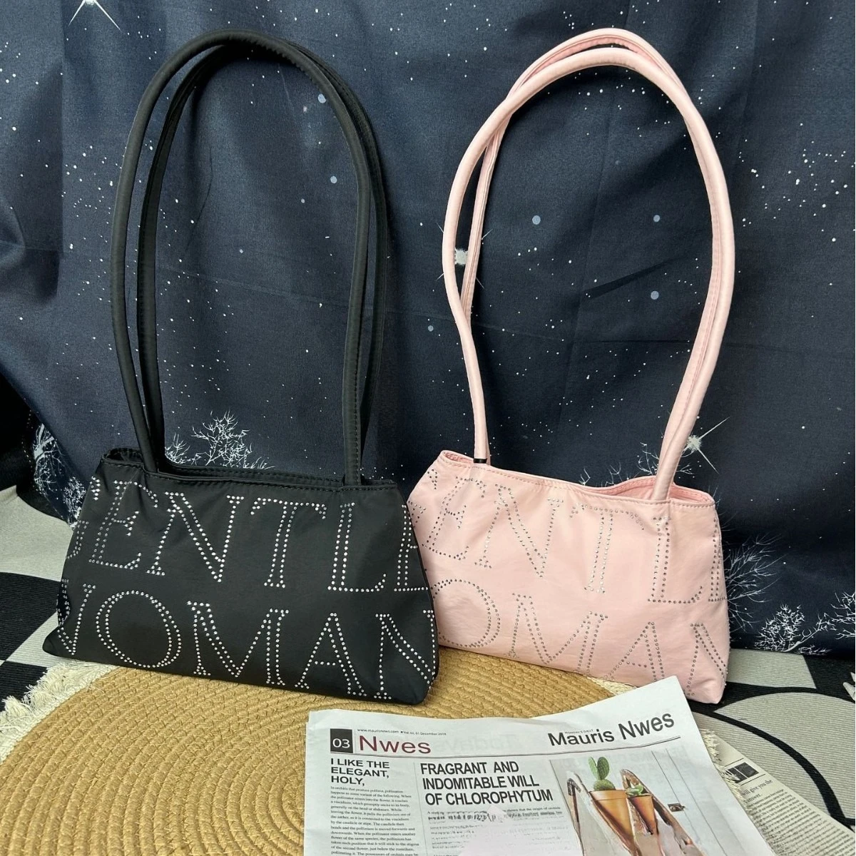 GEETLE WOMAN Thailand 2025 new satin letters embroidery line shoulder bag fashion hundred shoulder handheld underarm bag
