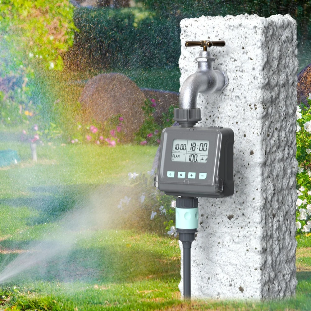 Smart Water Timer with 3 Preset Programs and Rain Delay Sensor for Efficient Lawn Sprinkler and Drip Irrigation