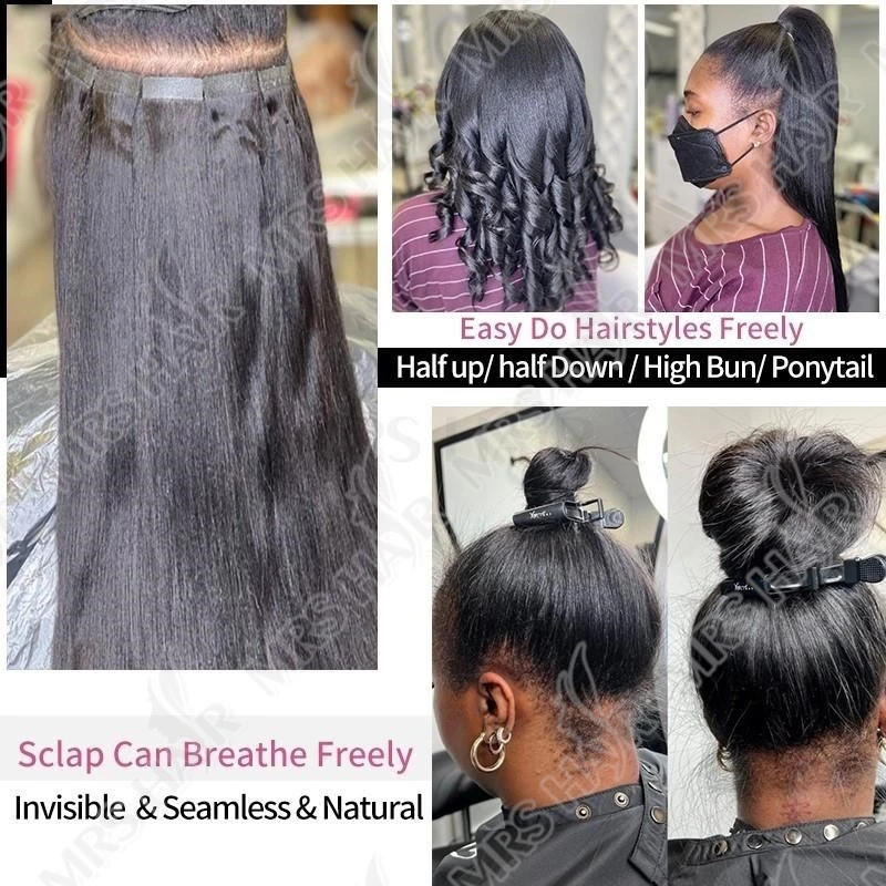 Nastro dritto setoso per estensione dei capelli lunghi 26 28 30 pollici nelle estensioni dei capelli umani Nastro di trama della pelle Remy Ins 20 pezzi Fascio lungo
