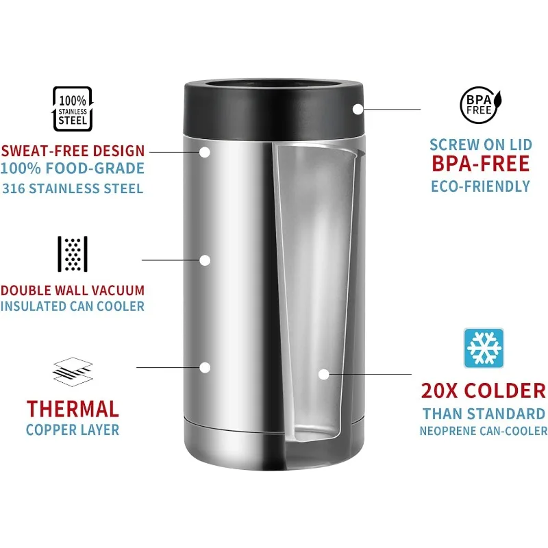 Cool Tumbler Double Wall Stainless Steel Insulated Can Cooler, Bottle Bucket or Tumbler for Beer and Hard Seltzer Cans Cool Tool