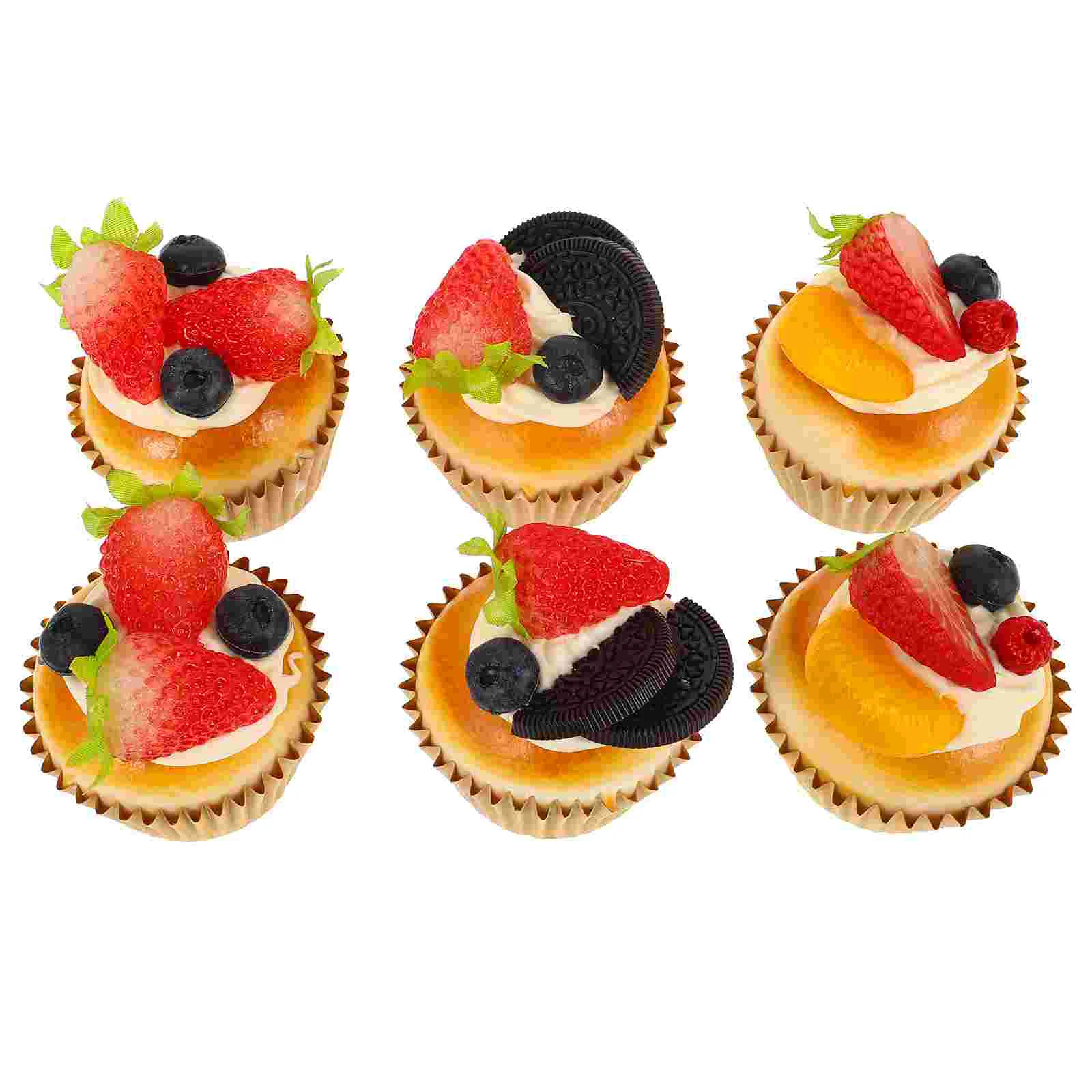 6 Pcs Simulation Cake Model Fake Models Photo Props Delicate Reliable Artificial Cakes