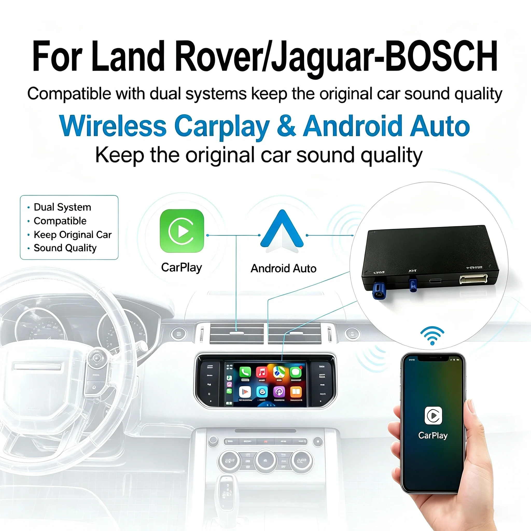 Wireless CarPlay Android Auto For Land Rover Bosch Host Rover Jaguar XE/XF Link Multimedia