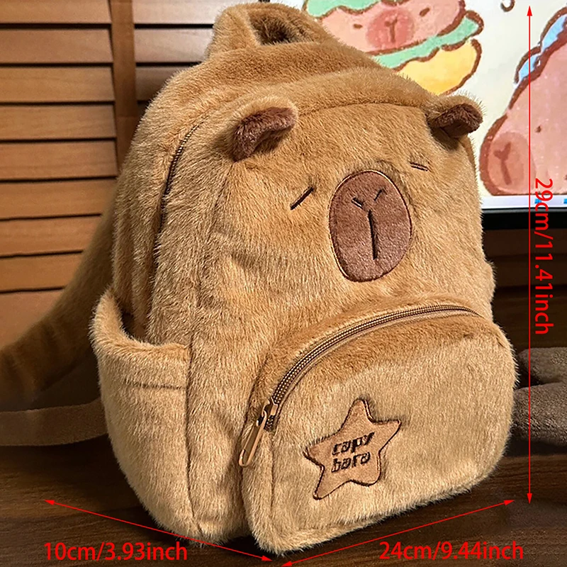 Capybara Plush Backpack Kawaii Fashion Plushie Doll Fur Bag Children's Bag Shoulder Bag Mini Knapsack Bags Gifts For Girlfriend