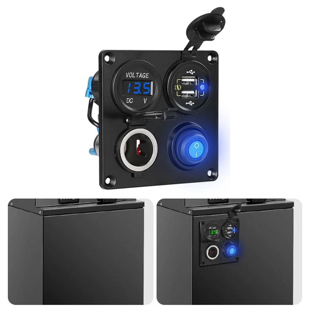 

12V-24V Red IPX4 Waterproof Dustproof High Power Dual QC3.0 Fast Charging Panel Cigarette Lighter Smart for Large Yachts Buses