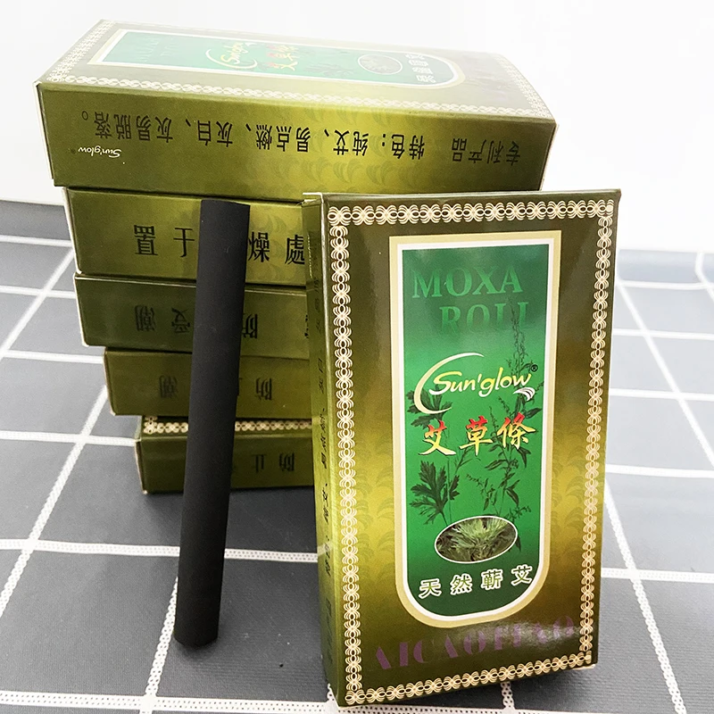 Wholesale 6 Boxes Slight Smoke Moxa Stick with Simple Hand Tool Moxibustion Therapy Warm Acupoint Meridian Massage Health Care