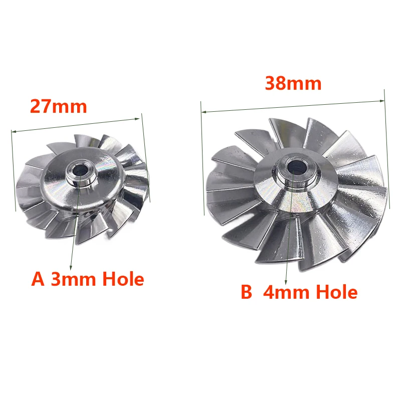 27mm / 38mm CNC high-precision Aluminum Impeller 3mm / 4mm Hole For High Speed 100000RPM Ducted Fan Blade impeller Hair Dryer