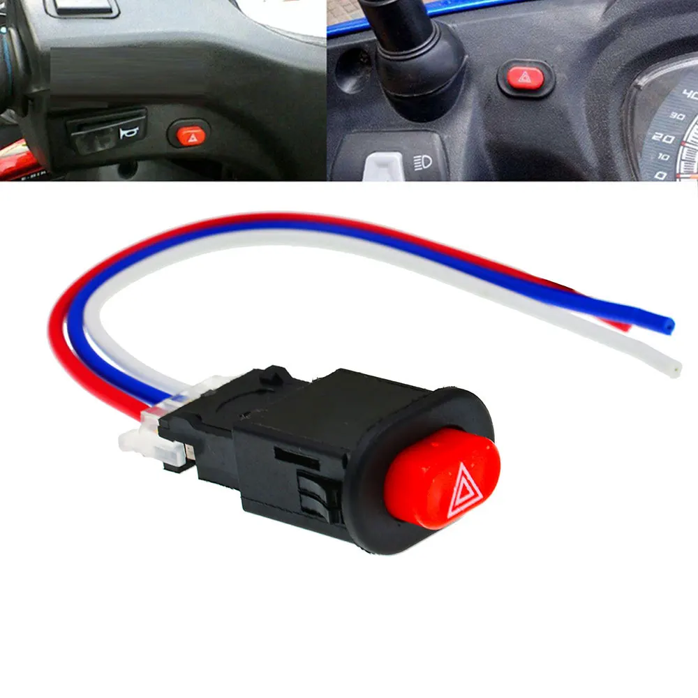 Motorcycle Double Flash Switch Hazard Light Switch Button Flash Warning Scooter Electric Motorbike Refit Emergency Signal Lamp