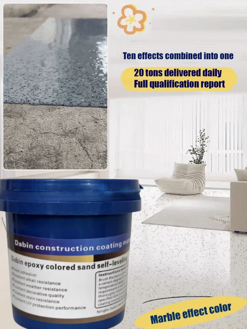 Image of 500g Epoxidharz Farbiger Sand Bodenfarbe Selbstnivellierende Marmor-Imitation Zementbodenfarbe Haushalt Innenbereich Verschleißfeste Rutschfeste Farbe