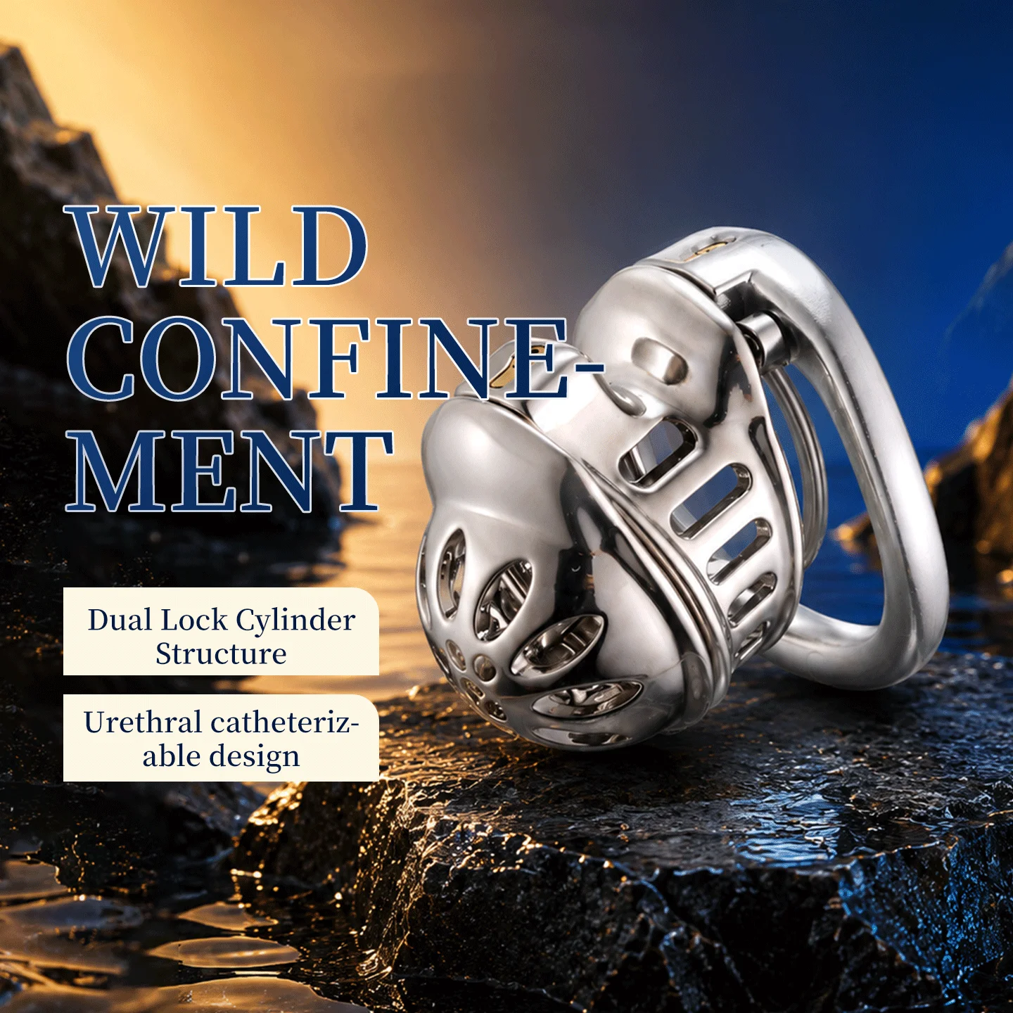 Double-cage Male Chastity Device Dual Lock Stainless Steel Penis Lock 5 Rings Breathable Chastity Cage SM Adult Sex Toys for Men