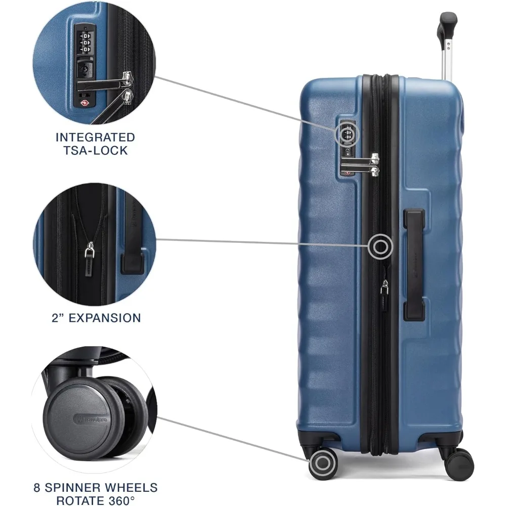 Equipaje expandible ligero de carcasa dura con 8 ruedas giratorias, cerradura TSA y garantía para viajes aéreos