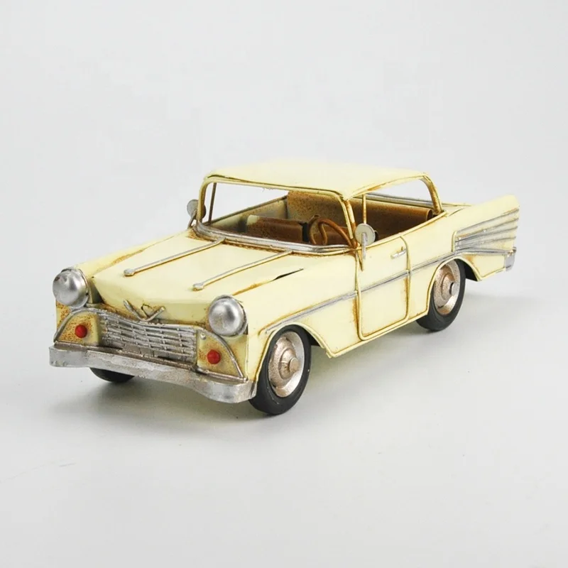 Home Decoration Vintage Metal Car Model Craft Taxi Statue