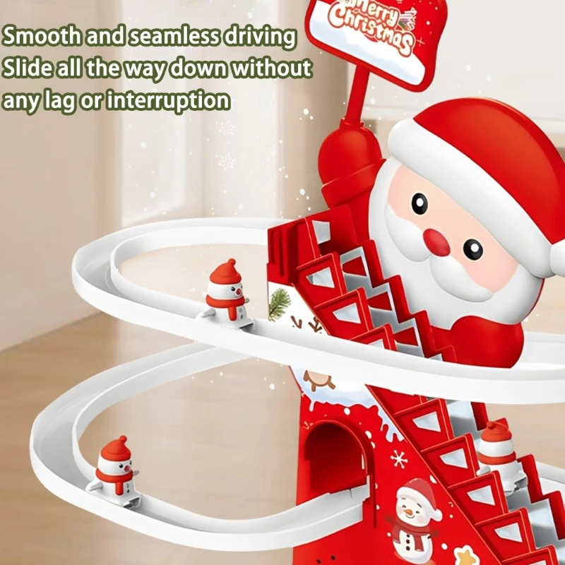 Santa Climbing Slide Stair Toy for Toddlers Sliding Car Toy,Christmas Themed A2UB