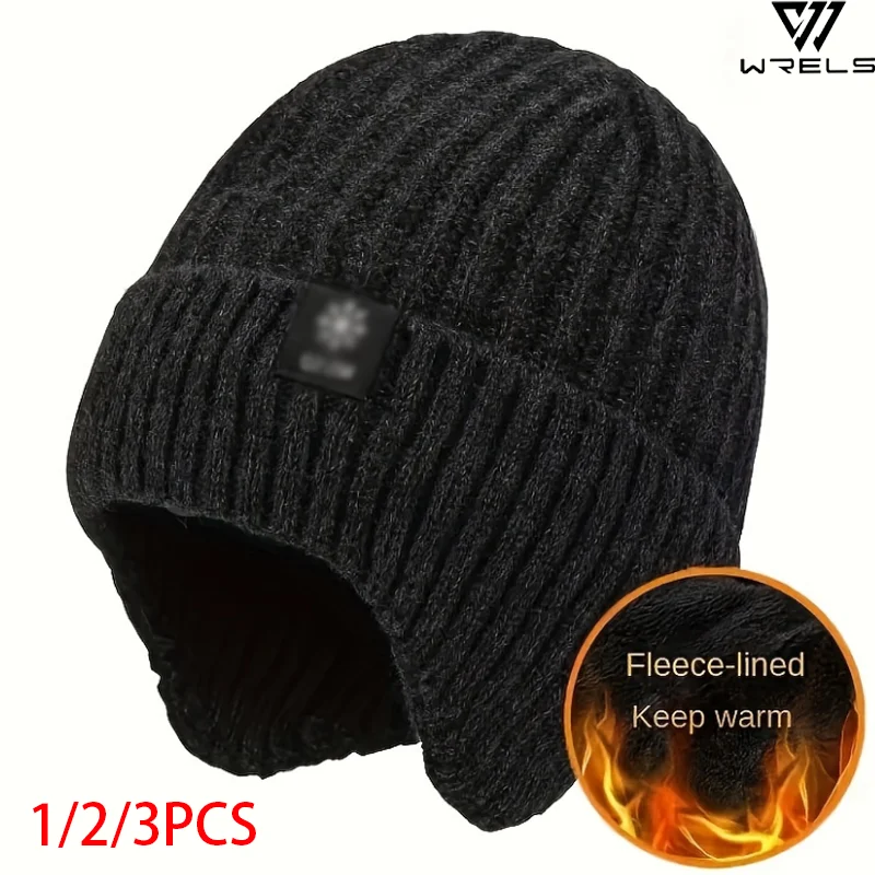 Winter Knitted Hat Warm Thickened Ear Protection Cycling Earmuff Earflaps Breathable Windproof Thermal Running Hiking Cap
