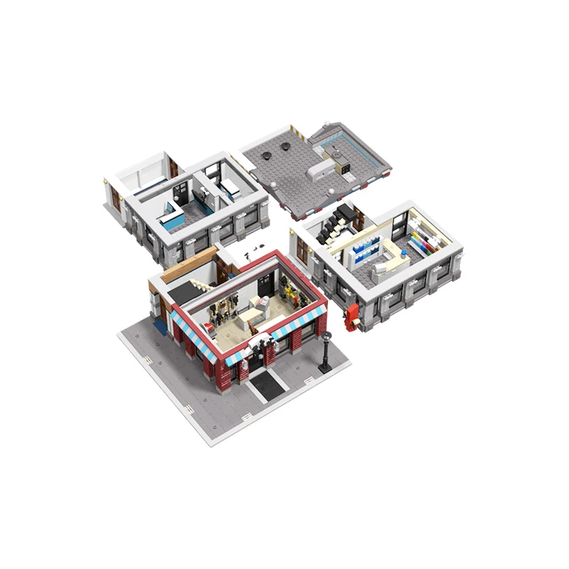 MOC Street View Hardware Paint Store Building Blocks Set Modular Town Shop Architecture Model Bricks Toy Gift For Adults