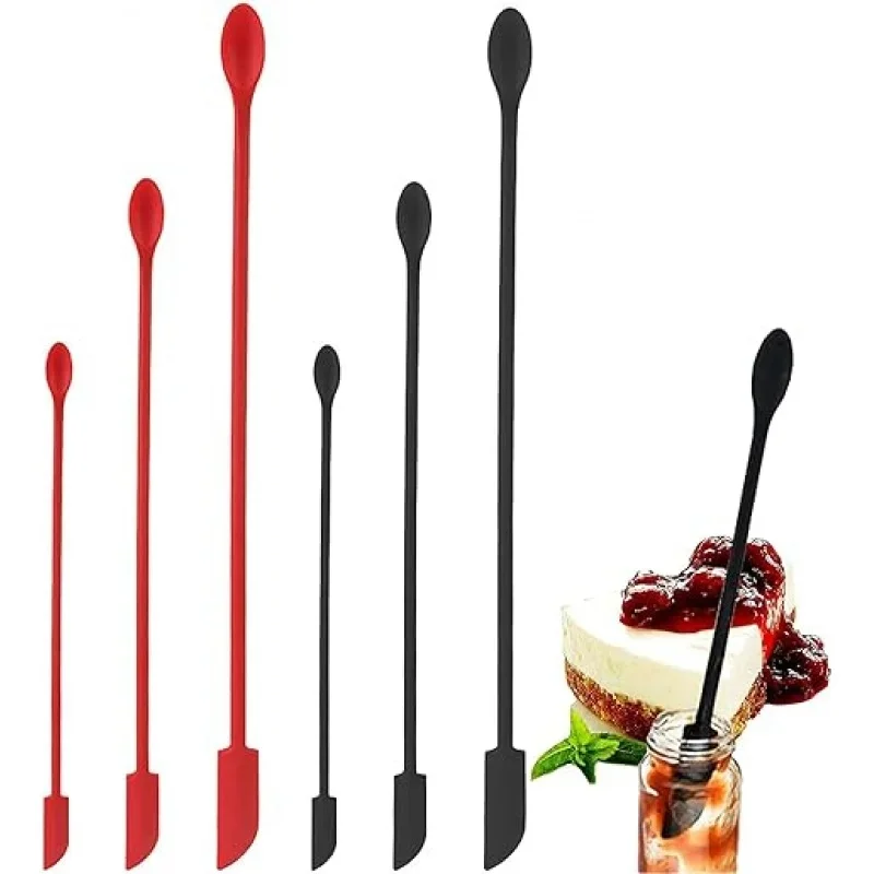 1/2/3/4set Mini Silicone Spatula Jar Spatula Reusable Double-ended Tiny Silicone Spoon for Kitchen and Beauty