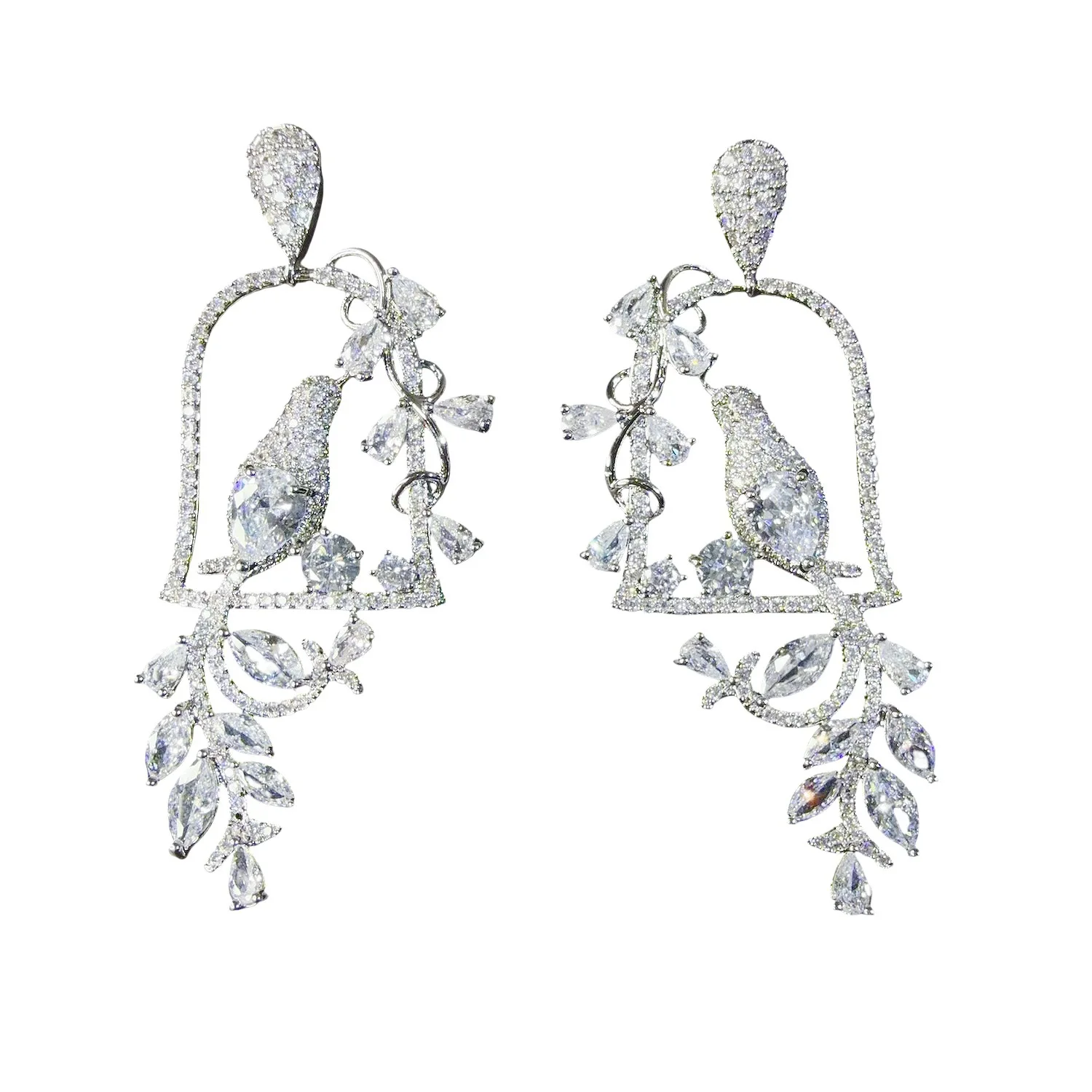 

Women Heavy Duty Irregular Geometric Zircon Long Tassel Earrings Pink White Two-tone Light Luxury Elegant Temperament Jewelry