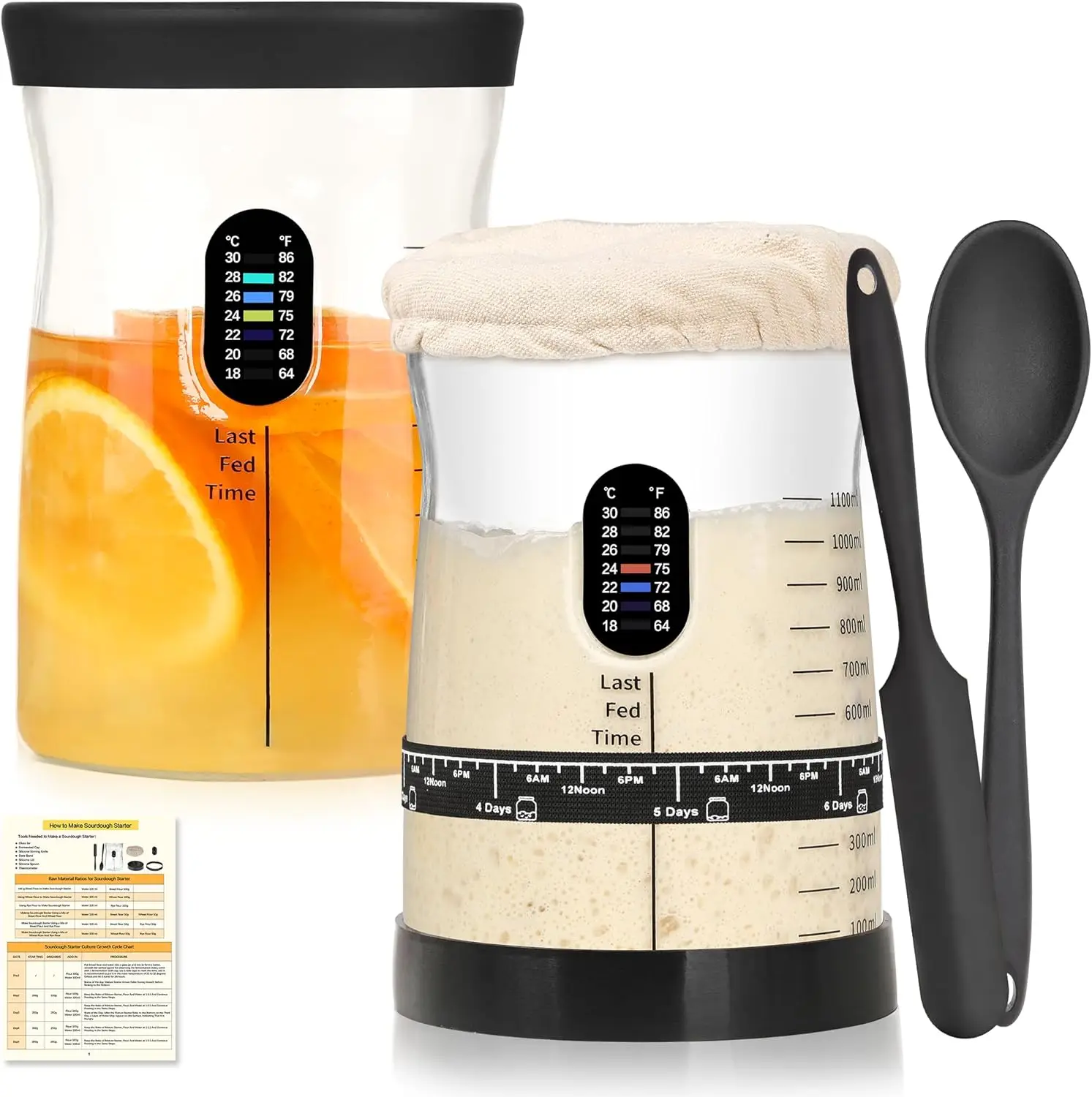 

Большой набор для приготовления закваски для хлеба (50 унций) с 17 рецептами, принадлежности для выпечки домашнего хлеба (2 комплекта)