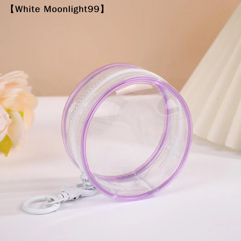 1pc 8cm Round Transparent PVC Mystery Box Keychain Jewelry Organizer Storage Cute Doll Bag Organization Dustproof Case〔White〕