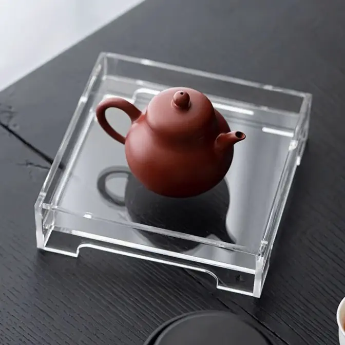 Transparent Acrylic Square Tea Set, Tea Cup Tray, Storage Tea Tray, Dry Tea Table, Desktop Utensil, Storage Rack