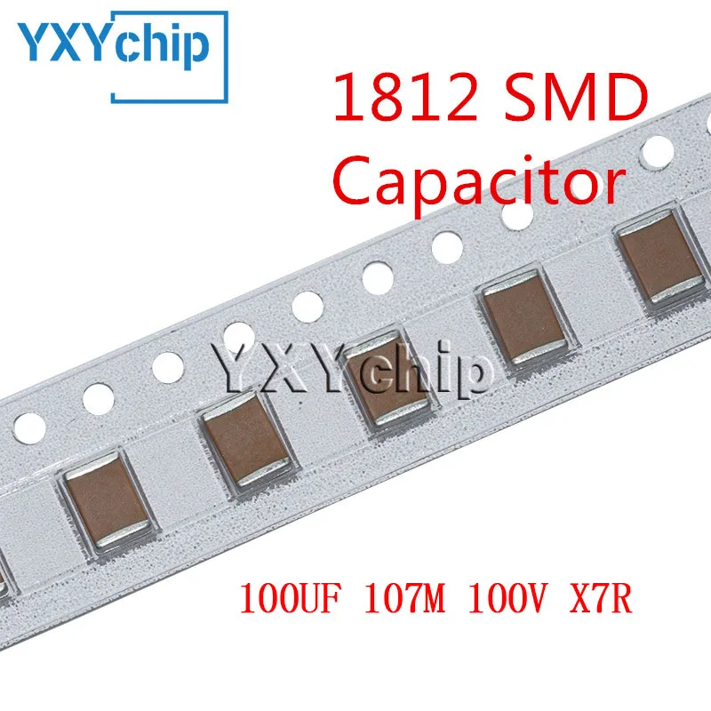 5PCS 1812 100UF 107M 100V X7R 20% MLCC SMD Chip Multilayer Ceramic Capacitor