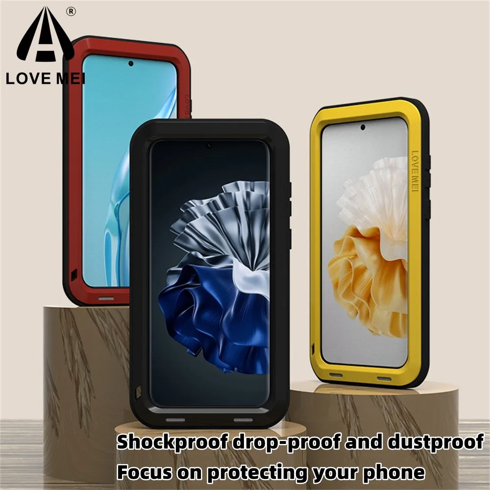 Love Mei Military Grade Metal Phone Case Silicone Protective Cover Dustproof Shockproof for Huawei P60 P60pro P60art