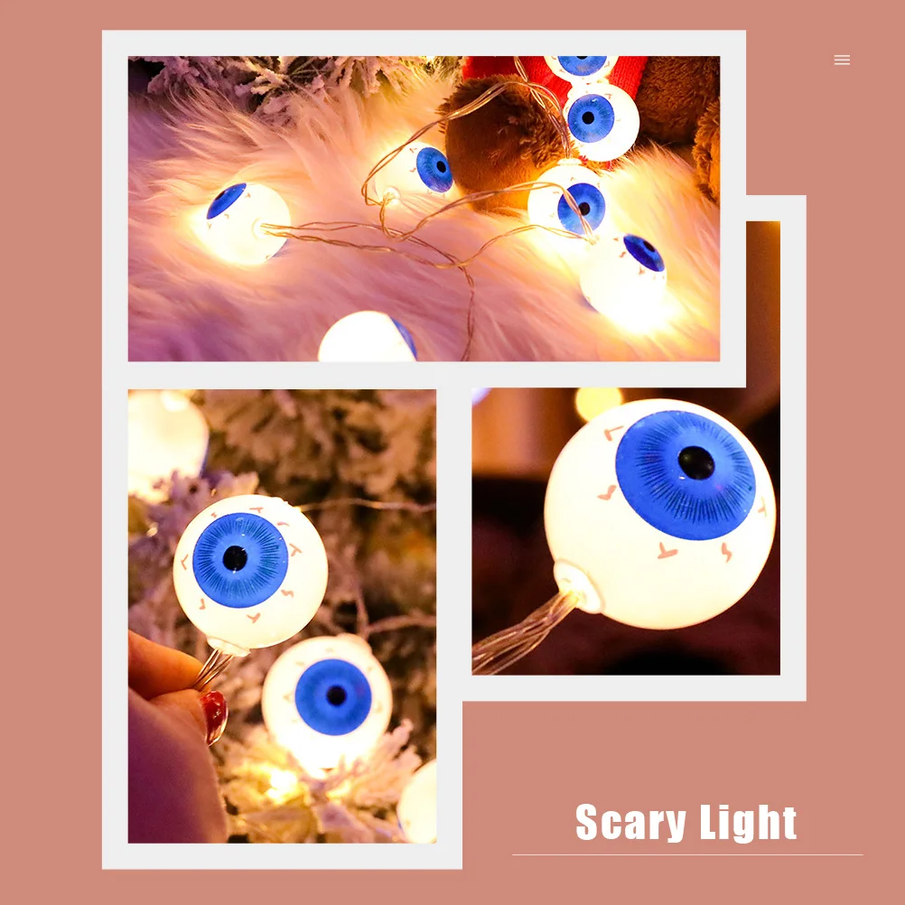 

Halloween Eyeball String Lamp Decor White Plastic String Light Scary Festival Lighting