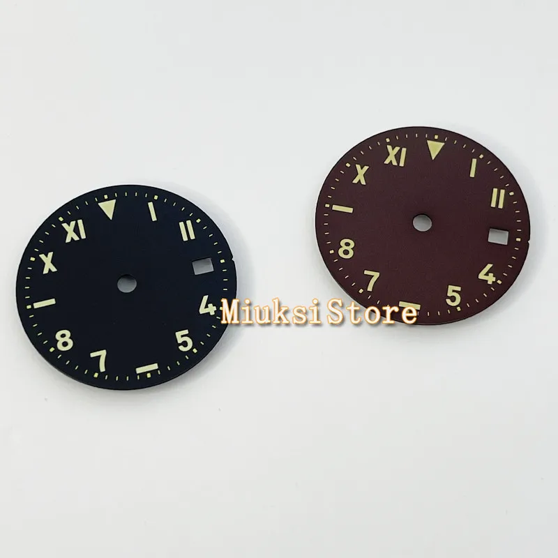 28.5mm Brown/Black Mens Watch Dial fit  Miyota 8205 8215 821A MingzhuDG2813 3804 ETA 2824 2836 movement