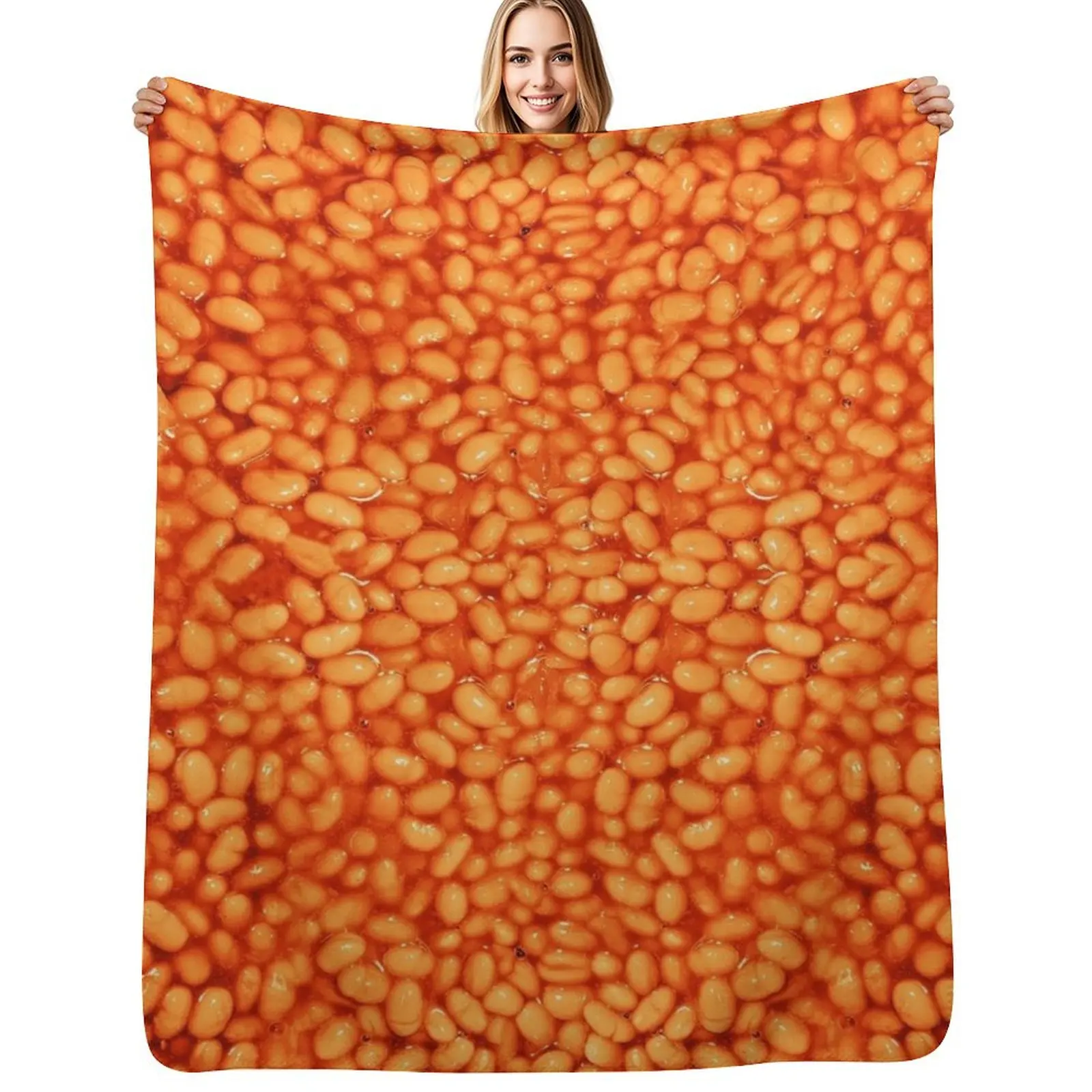 

Beans In Things Pattern Throw Blanket Furry Sleeping Bag Summer Luxury Brand Blankets