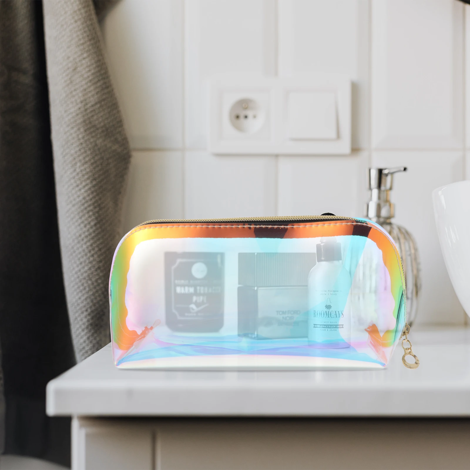 

Голографическая косметичка, 2 шт., водостойкий органайзер для туалетных принадлежностей, дорожный органайзер, сумка для хранения, переливающийся модный держатель для кистей